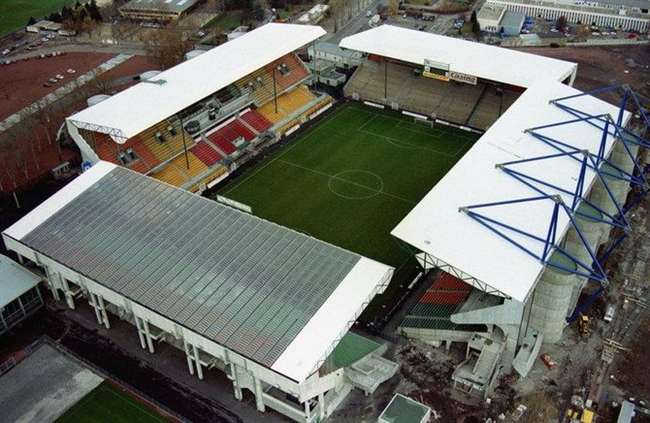 - FILE PHOTO 27NOV97 -An aerial view of the renovated Geoffroy Guichard stadium, November 28. The stadium will host matches for the 16th Soccer World Cup due to take place in France from June 10 to July 12 1998.